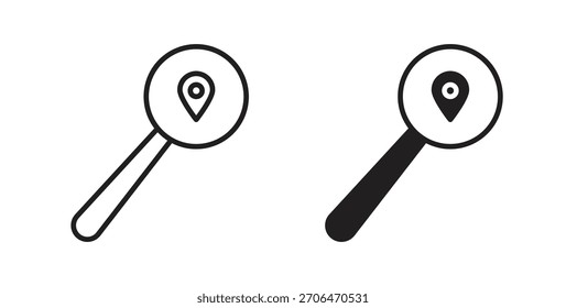 Ícone Pesquisar localização para sites e design plano minimalista móvel.