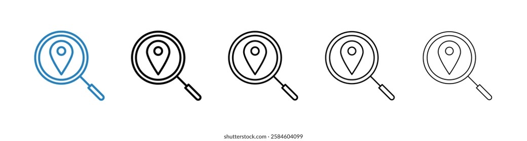 Search Location icons in five different stroke sizes