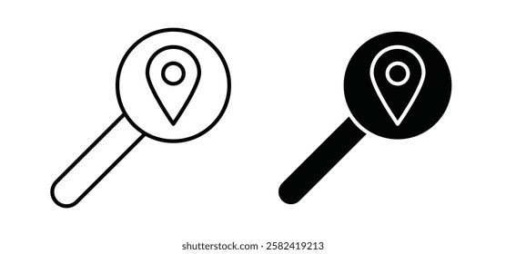 Search Location icons pack vectors in black flat and strokes