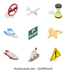Search location icons set. Isometric set of 9 search location vector icons for web isolated on white background