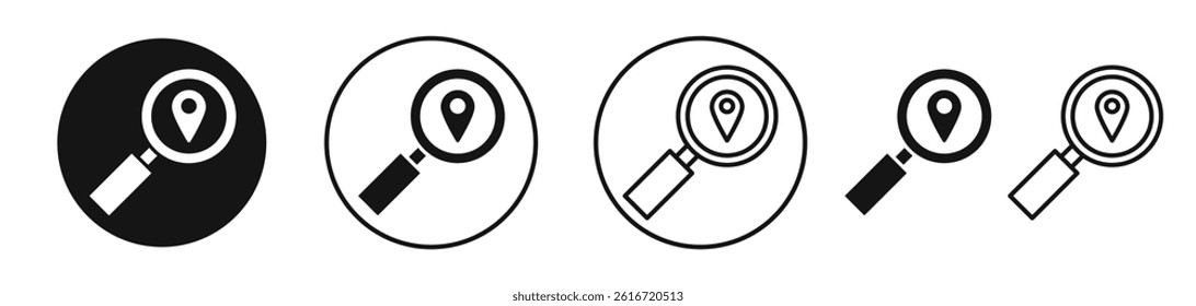 Search Location icons set in solid black and stroke line style