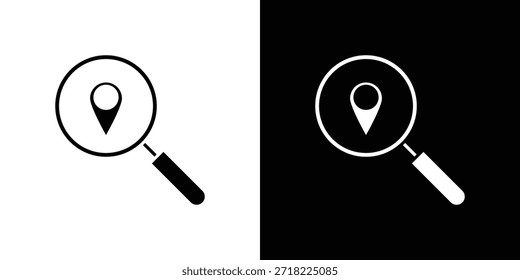 Ícones de Localização de Pesquisa. Pixels de símbolo de ilustração de modelo de vetor perfeitos