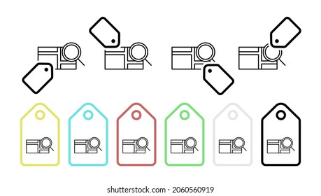 Search for a location vector icon in tag set illustration for ui and ux, website or mobile application