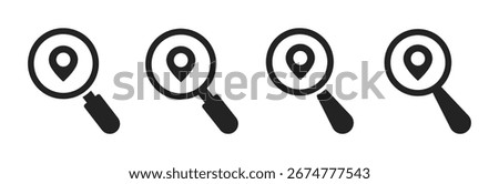 Search location vector icons set. Find location icon