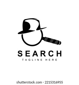Search Logo Design, Detective Illustration, Home search, Glass Lens, Company Brand Vector