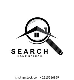 Search Logo Design, Detective Illustration, Home search, Glass Lens, Company Brand Vector