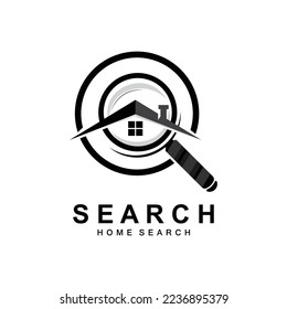 Search Logo Design, Detective Illustration, Home search, Glass Lens, Company Brand Vector