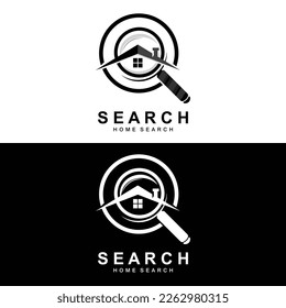 Search Logo Design, Detective Illustration, Home search, Glass Lens, Company Brand Vector