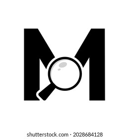 Search Logo. Letter M Magnifying Glass Logo Design