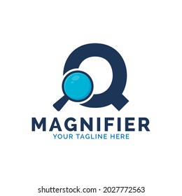 Search Logo. Letter Q Magnifying Glass Logo Design