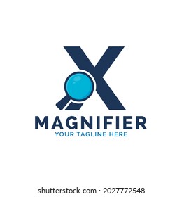 Search Logo. Letter X Magnifying Glass Logo Design