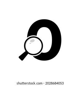 Search Logo. Number 0 Magnifying Glass Logo Design