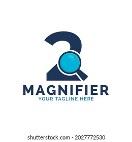 Search Logo. Number 2 Magnifying Glass Logo Design