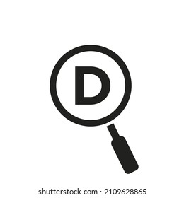 Logotipo De Búsqueda En La Plantilla De Vector De Letra D. Diseño Del Logotipo De Vidrio De Aumento En Letra D. Zoom, Buscar, Concepto de signo de sesión