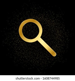 search, loupe gold icon. Vector illustration of golden particle background. isolated vector sign symbol - Education icon black background
