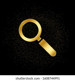 search, loupe gold icon. Vector illustration of golden particle background. isolated vector sign symbol - Education icon black background