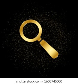 search, loupe gold icon. Vector illustration of golden particle background. isolated vector sign symbol - Education icon black background