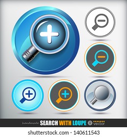 "Search With Loupe". Icons set.  Vector eps 10 Illustration.