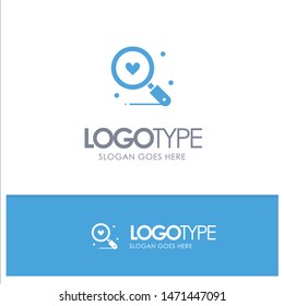 Search, Love, Heart, Wedding Blue Solid Logo with place for tagline