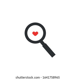Search love icon flat design