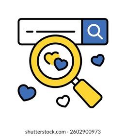 Search Love vector filled outline icon. EPS 10 file