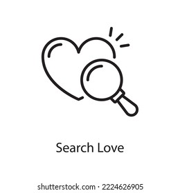 Search Love  Vector Outline Icon Design illustration. Love Symbol on White background EPS 10 File