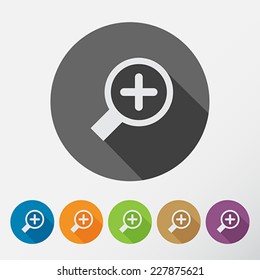 "Search With Lupe". Flat style round icons set with long shadow.  Vector Illustration. 