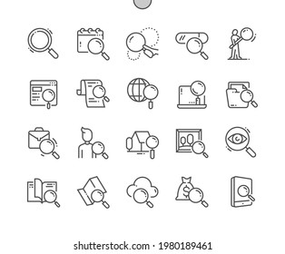 Search. Magnifier, exploration, magnifying, optimization, magnify. Real estate search. People search. Pixel Perfect Vector Thin Line Icons. Simple Minimal Pictogram