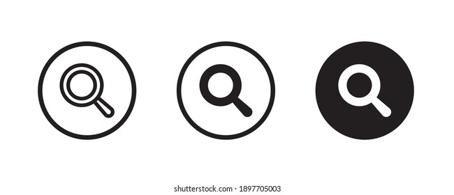 Search magnifier icon. Magnifying glass, Zoom, Loupe, icons button, vector, sign, symbol, logo, illustration, editable stroke, flat design style isolaated on white