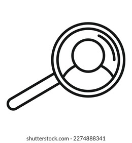 Vector de contorno del icono del lupa de búsqueda. Cliente objetivo. Cazador de grupos