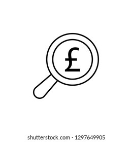 search, magnifier, pound icon. Element of finance illustration. Signs and symbols icon can be used for web, logo, mobile app, UI, UX on white background