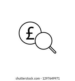 search, magnifier, pound icon. Element of finance illustration. Signs and symbols icon can be used for web, logo, mobile app, UI, UX on white background