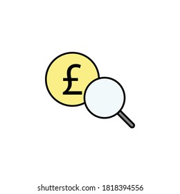 search, magnifier, pound icon. Element of finance illustration. Signs and symbols icon can be used for web, logo, mobile app, UI, UX
