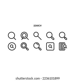 search and magnify icon set