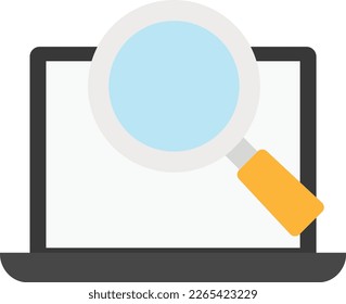 search magnify laptop Vector Flat Illustration