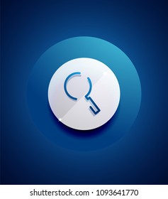 Search magnifyier web button, magnify icon. Modern magnifying glass sign, web site design or mobile app. Vector illustration