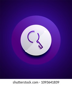 Durchsuchen Sie den prächtigeren Web-Button, vergrößern Sie das Symbol. Modernes Lupenschild, Webdesign oder mobile App. Vektorgrafik