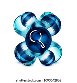 Botón web de la función de ampliación de búsqueda, icono de ampliación. Signo de lupa moderno, diseño de sitio web o aplicación móvil. Ilustración del vector