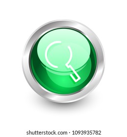 Durchsuchen Sie den prächtigeren Web-Button, vergrößern Sie das Symbol. Modernes Lupenschild, Webdesign oder mobile App. Vektorgrafik