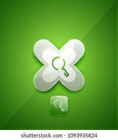 Botón web de la función de ampliación de búsqueda, icono de ampliación. Signo de lupa moderno, diseño de sitio web o aplicación móvil. Ilustración del vector