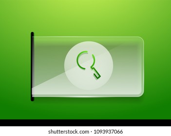 Durchsuchen Sie den prächtigeren Web-Button, vergrößern Sie das Symbol. Modernes Lupenschild, Webdesign oder mobile App. Vektorgrafik