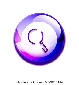Durchsuchen Sie den prächtigeren Web-Button, vergrößern Sie das Symbol. Modernes Lupenschild, Webdesign oder mobile App. Vektorgrafik