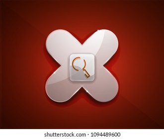 Botón web de la función de ampliación de búsqueda, icono de ampliación. Signo de lupa moderno, diseño de sitio web o aplicación móvil. Ilustración del vector