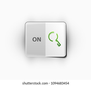 Botón web de la función de ampliación de búsqueda, icono de ampliación. Signo de lupa moderno, diseño de sitio web o aplicación móvil. Ilustración del vector