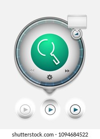 Durchsuchen Sie den prächtigeren Web-Button, vergrößern Sie das Symbol. Modernes Lupenschild, Webdesign oder mobile App. Vektorgrafik