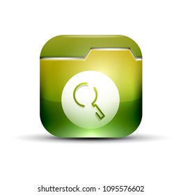 Durchsuchen Sie den prächtigeren Web-Button, vergrößern Sie das Symbol. Modernes Lupenschild, Webdesign oder mobile App. Vektorgrafik