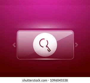 Durchsuchen Sie den prächtigeren Web-Button, vergrößern Sie das Symbol. Modernes Lupenschild, Webdesign oder mobile App. Vektorgrafik