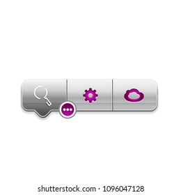 Durchsuchen Sie den prächtigeren Web-Button, vergrößern Sie das Symbol. Modernes Lupenschild, Webdesign oder mobile App. Vektorgrafik