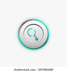 Search magnifyier web button, magnify icon. Modern magnifying glass sign, web site design or mobile app. Vector illustration