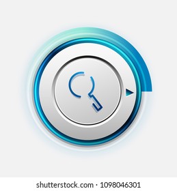 Botón web de la función de ampliación de búsqueda, icono de ampliación. Signo de lupa moderno, diseño de sitio web o aplicación móvil. Ilustración del vector